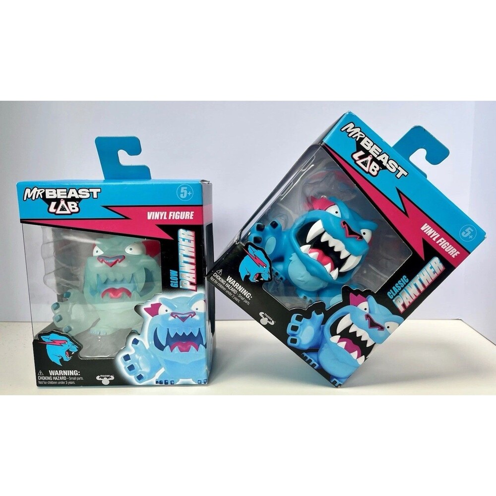 Mr Beast Lab Panther Vinyl Figure Set Of 2 Classic Glow New In Box
